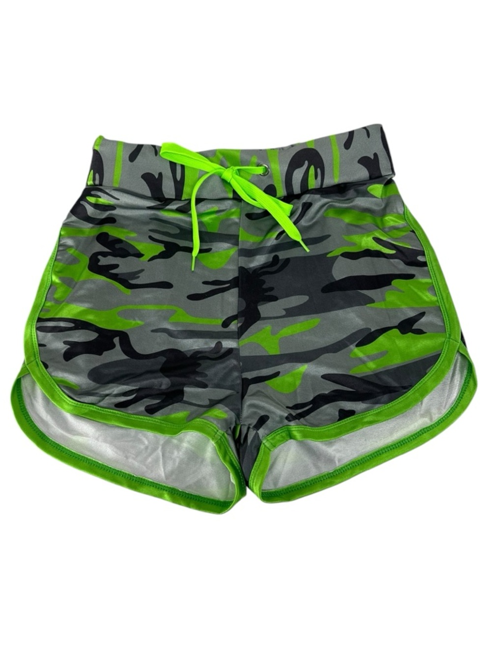 Neon Green Urban Camo Stretchy Shorts / Small / Rave Emo Festival Dance Workout